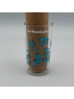 The Wizard Of Oz Toto S & Co Glass Blue Graphics Vintage 5" Tall Drinkware